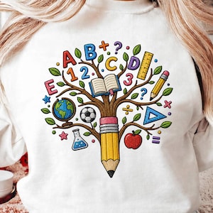 Knowledge Tree Embroidery Design, Back To School Embroidery Pattern, Teacher Classroom Machine Embroidery File