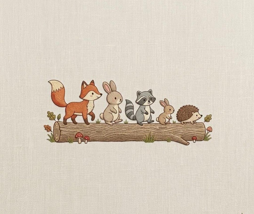 Woodland Animals Embroidery Design, Cute Forest Animal Stitch File, Fox ...