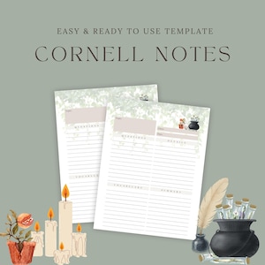 Modello di appunti Cornell / Agenda di studio Dark Academia (PDF stampabile)