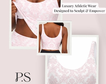 Prodigy Scultp Pink Damask Pattern Sports Bra