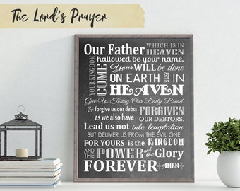 Beautiful - The Lord's Prayer Scripture 8x10 Wall Art Print/ sign, Luke 11:2-4 , unframed, Chalkboard, Home decor, Church  #PRINT7