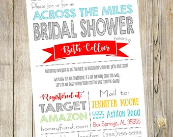 across the miles baby shower invitations