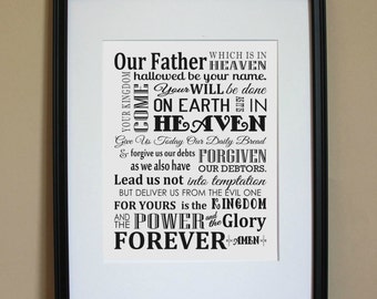 Gorgeous The Lord's Prayer Scripture 8x10 Art Print, poster, sign, unframed, Luke 11:2-4 , White background PRINT7