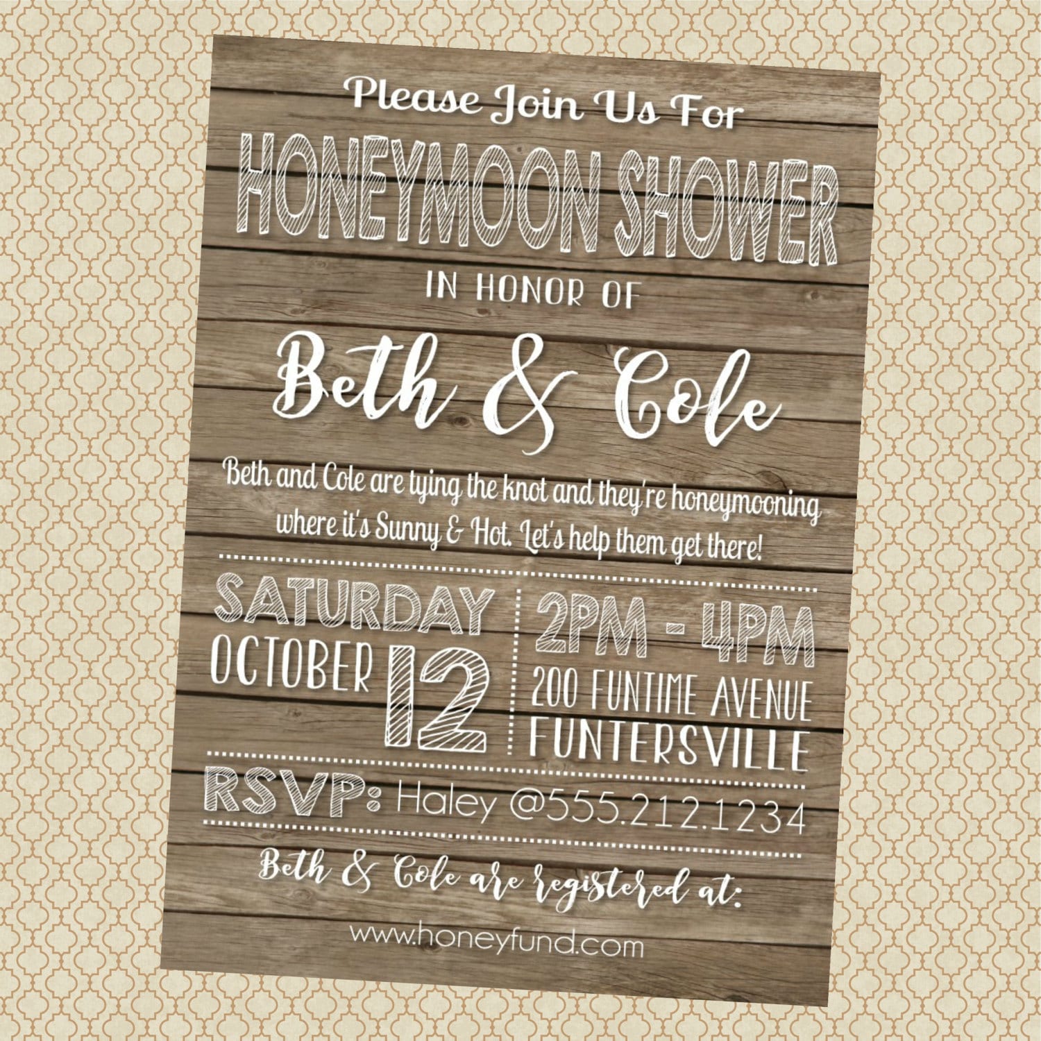 Printable Honeymoon Shower Party Invitations 5x7 Typography Etsy
