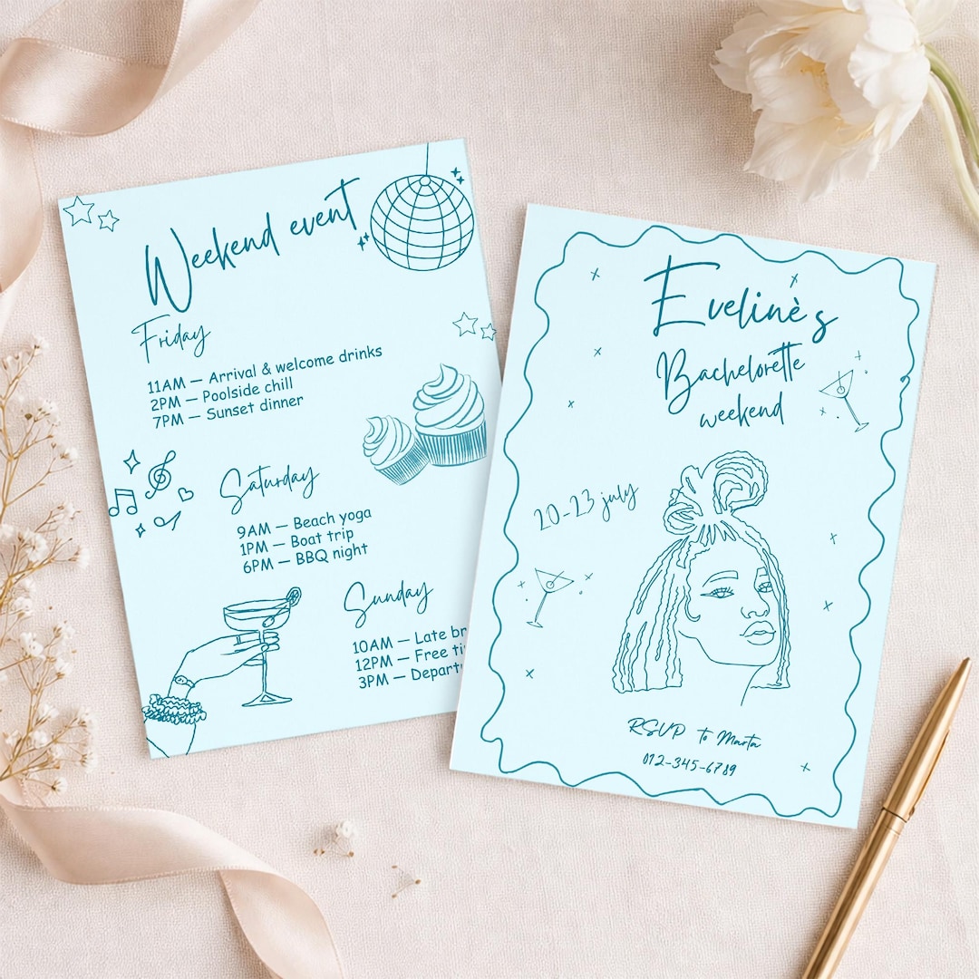 Bachelorette Weekend Itinerary Template, Editable Hen Party Invitation ...