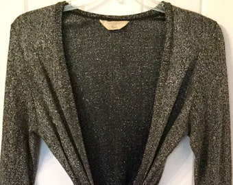 Vintage Sears silver and black metallic jacket top 70s disco