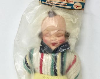 Vintage Novelty bath doll chenille rubber Red Star new old stock NOS