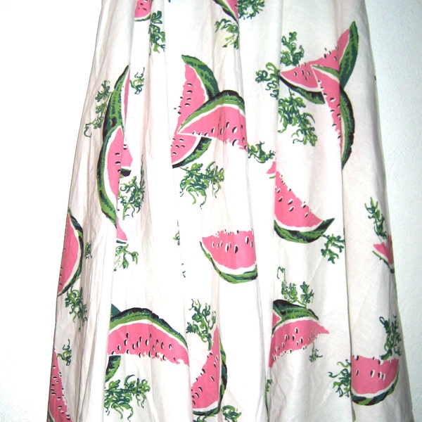 Vintage Rosecrest 50s circle skirt watermelon cotton print fabric