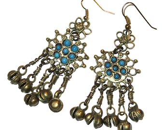 Vintage 70s hippie style dangle earrings for pierced ears boho festival jewelry