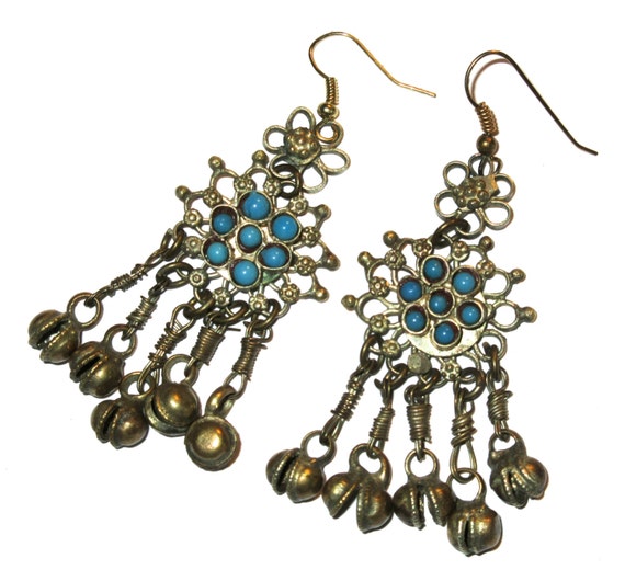 Vintage 70s Hippie Style Dangle Earrings for Pierced Ears Boho