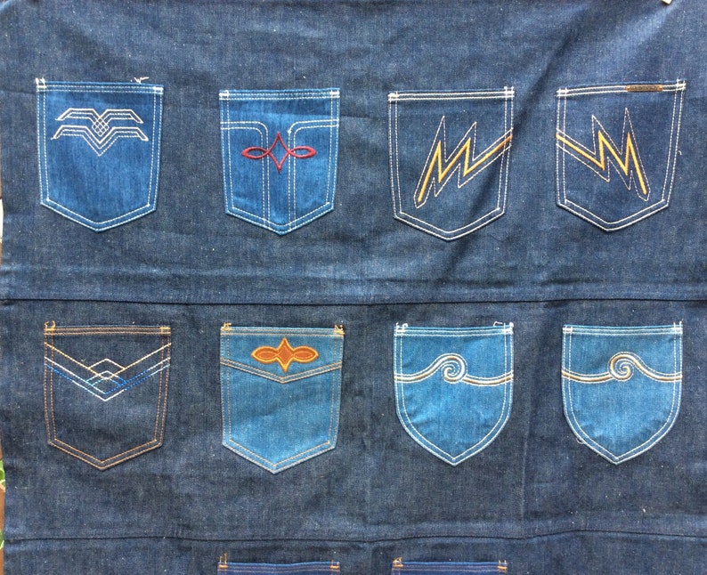 Vintage Denim Blue Jeans Sample Pocket Organizer Storage - Etsy