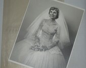 Retrato de bodas de novia foto 8 x 10 pulgadas vintage 1950s fotografía en blanco y negro
