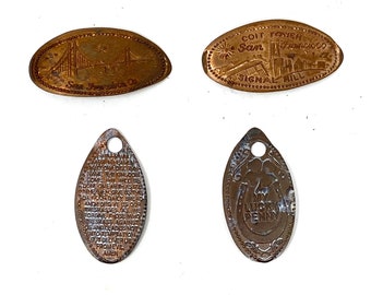 Vintage lot of 4 elongated smashed pennies penny charm souvenir