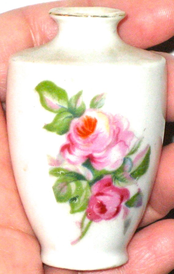2 Vintage Mini Ceramic Vases From Japan Floral Designs Small Etsy