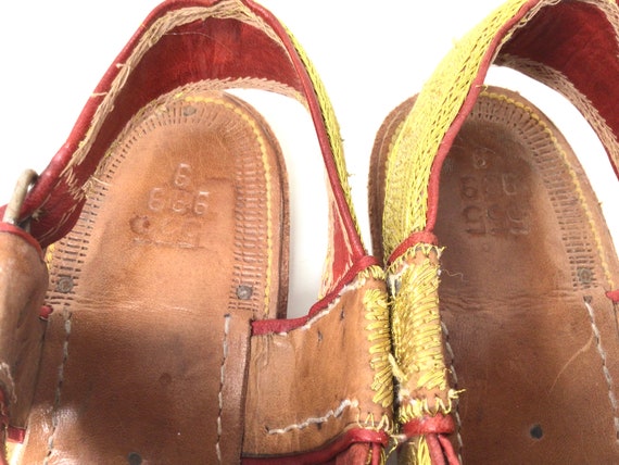 Vintage embroidered leather ethnic sandals shoes - image 3