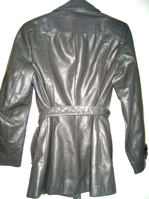 Vintage gray leather coat The Tannery 70s 80s jac… - image 3