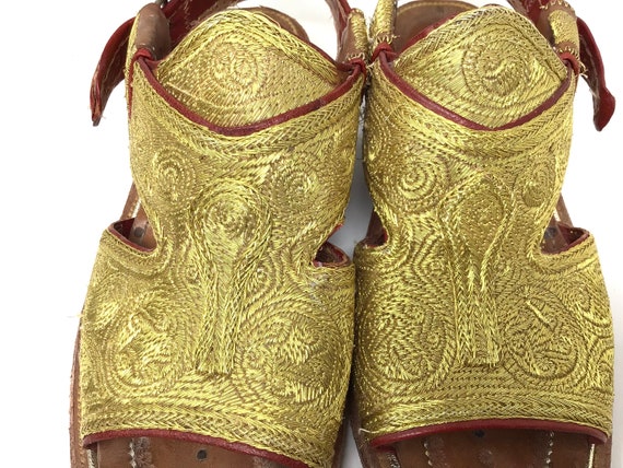 Vintage embroidered leather ethnic sandals shoes - image 2