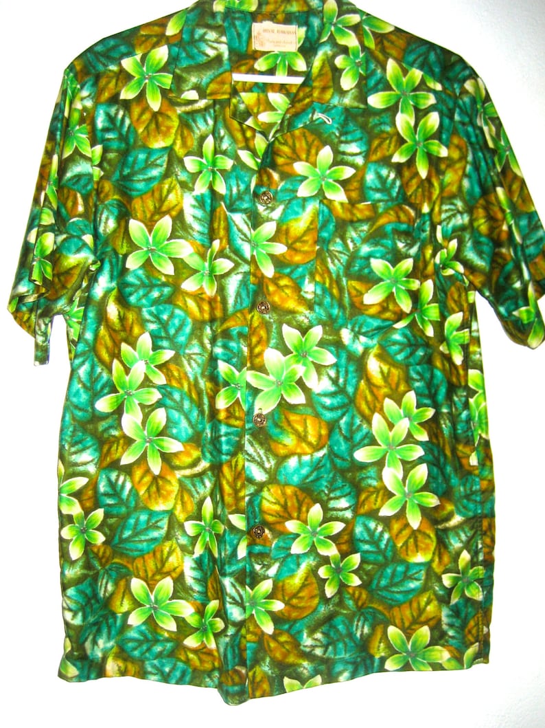 Vintage Royal Hawaiian Shirt Floral Design Cotton Fabric Short | Etsy