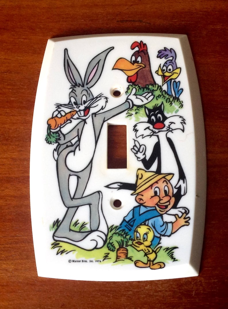 Vintage Warner Brothers Bros Bugs Bunny and friends light switch cover single toggle Roadrunner Tweety Sylvester image 1