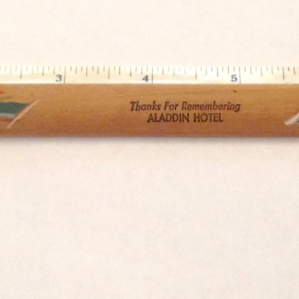 Vintage Aladdin Hotel wood ruler made in Japan 1960s 8 inch ruler Kansas City
