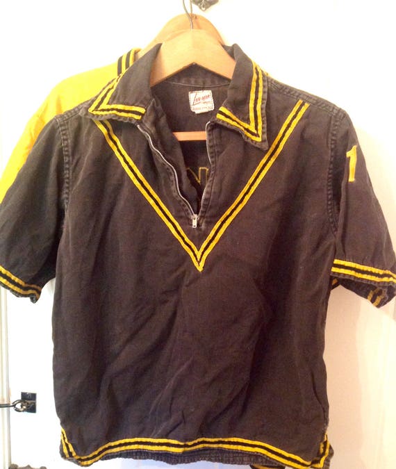 2 vintage 50s half zip athletic shirts sports team