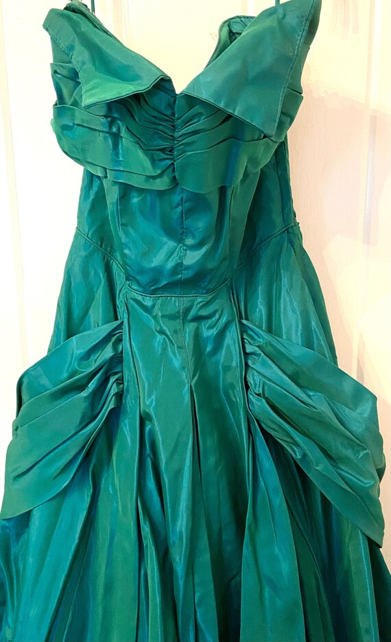 Vintage 40s 50s strapless gown full skirt iridesc… - image 1