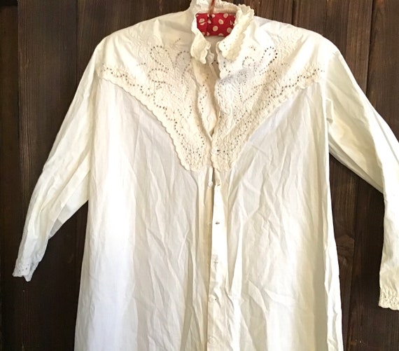 Vintage Edwardian cotton nightgown dress handmade