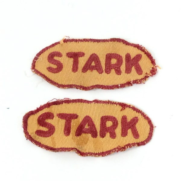 2 vintage chain stitch embroidery name patches Stark patch