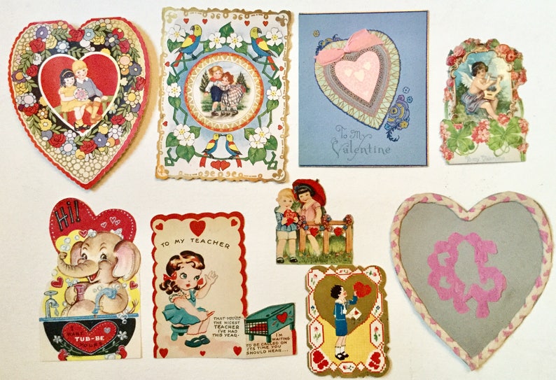 Lot of vintage Valentine cards as is condition re purpose image 0