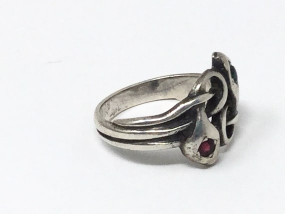 Vintage sterling silver entwined snakes ring snak… - image 6