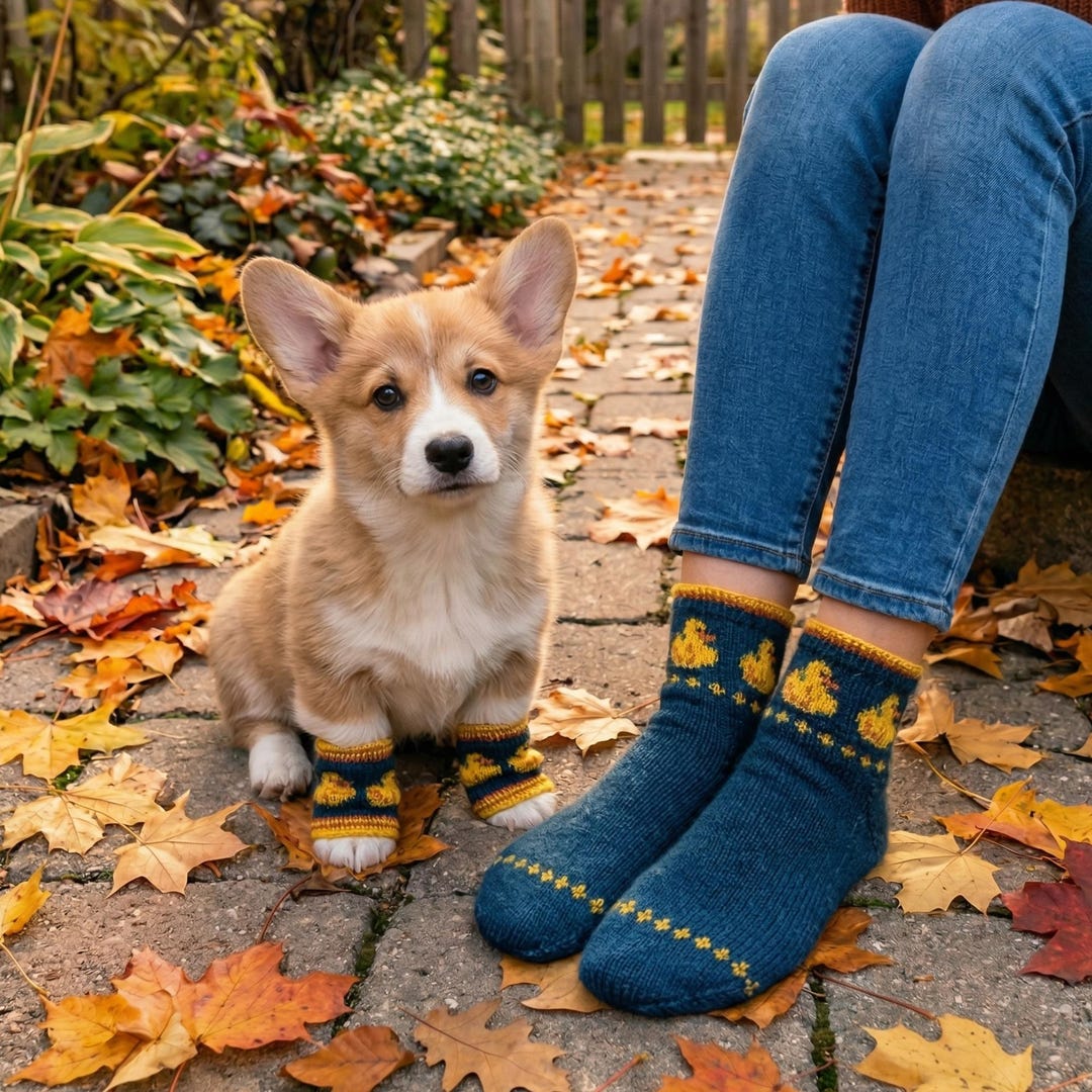 Duck Parade Socks Knitting Pattern, Cuff-down Colorwork, Animal Motif ...
