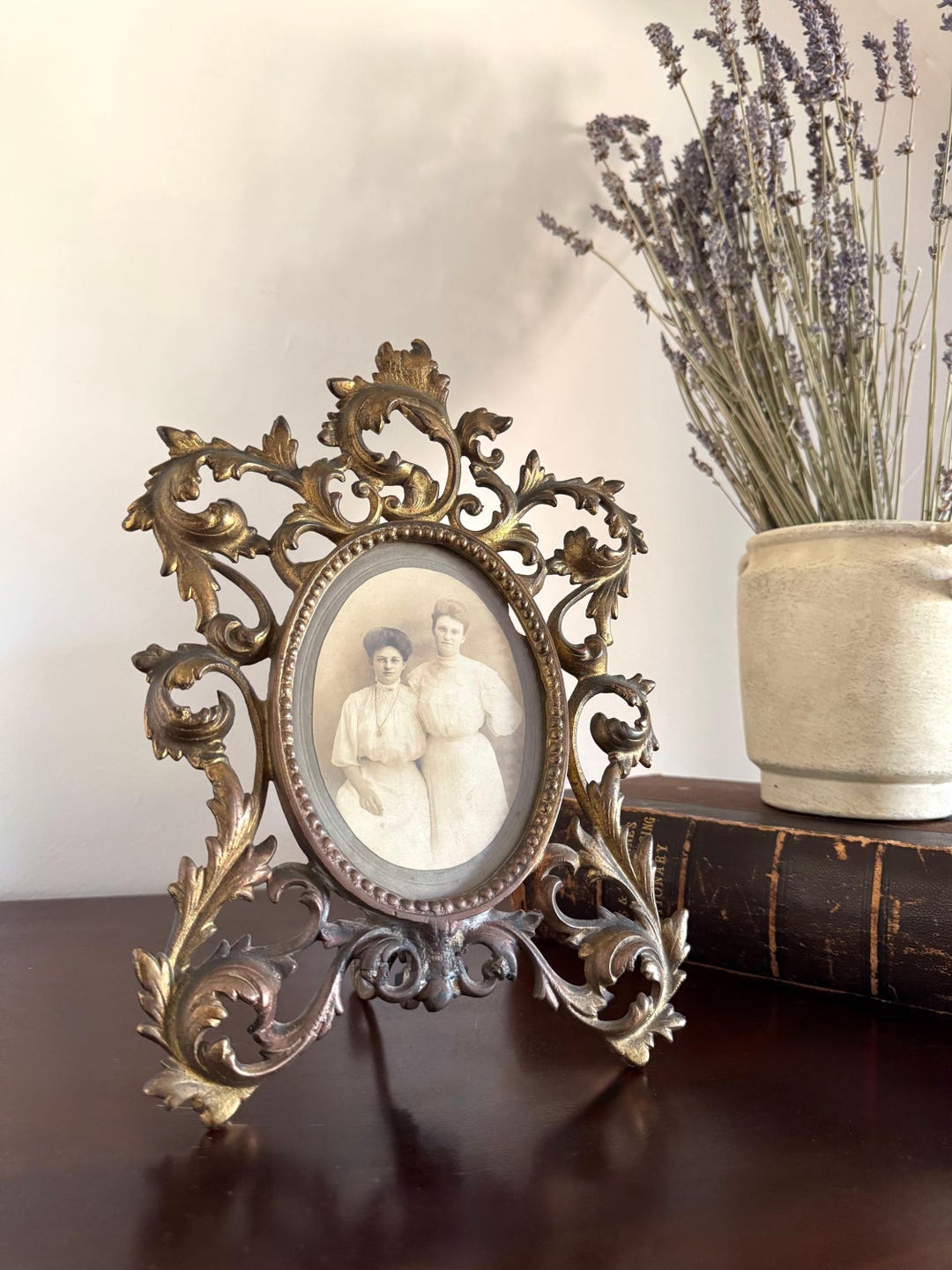 Antique Ornate Art Nouveau / Late Victorian–edwardian Cast Brass Frame ...
