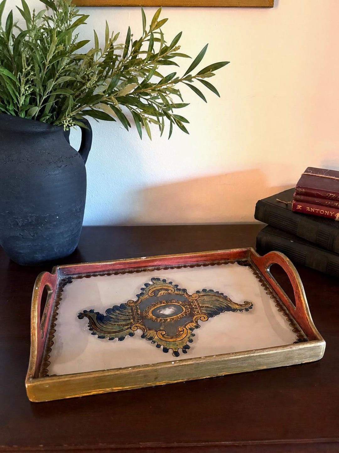 Vintage Italian Florentine Style Serving Tray | Gilt Wood Vanity Tray ...