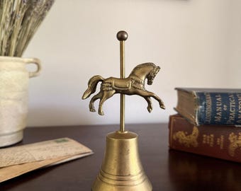 Vintage Solid Brass Whimsical Carousel Horse Bell