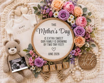 Mother's Day Pregnancy Announcement, Ultrasound Reveal, Baby Reveal Template, Surprise Pregnancy Announcement, Floral New Baby Announcement
