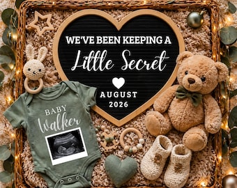 Pregnancy Announcement Template, Baby Reveal Digital, Neutral Gender Baby Announcement, We've Been Keeping a Secret, Editable Social Media