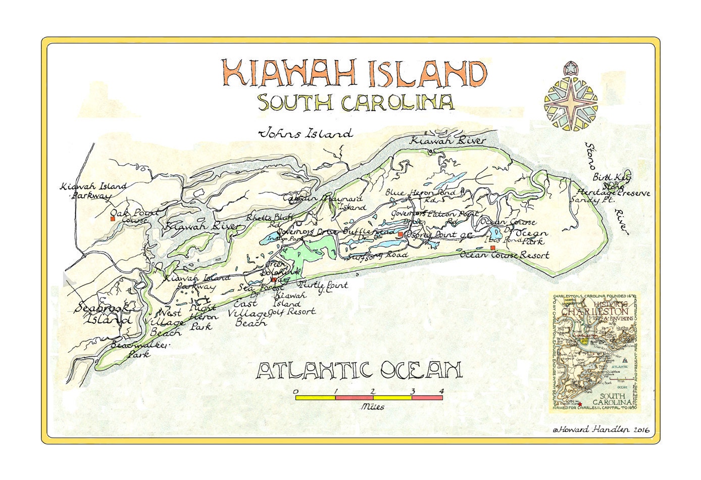Kiawah Island, South Carolina Map Etsy