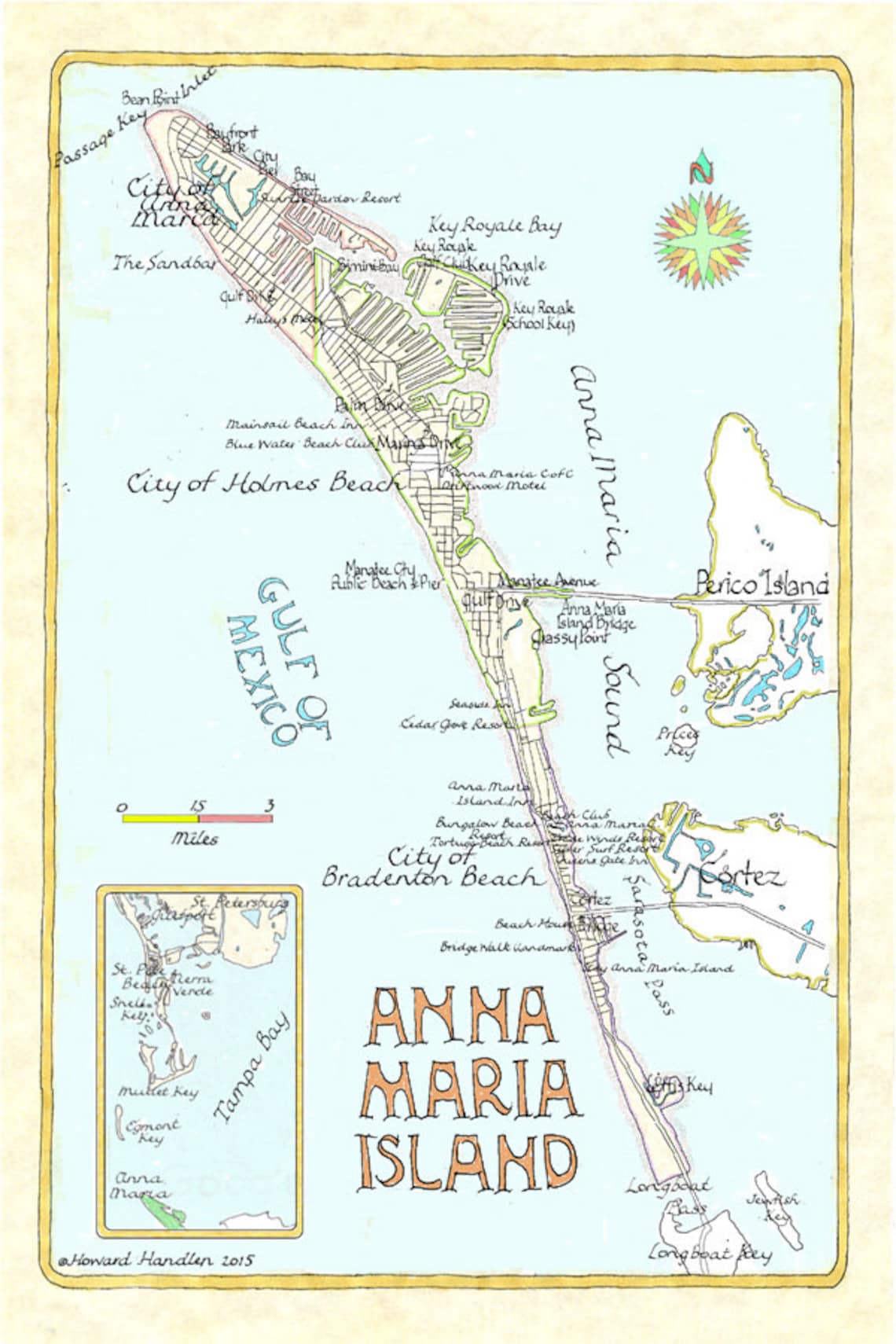 Anna Maria Island Florida in two sizes. Etsy