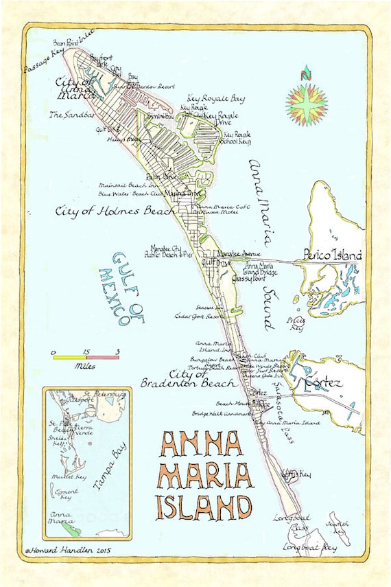 Anna Maria Island Florida Map Anna Maria Island Florida | Etsy Uk