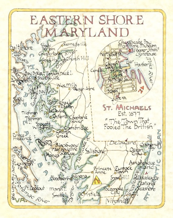 Eastern Shore Maryland in Two Sizes Etsy