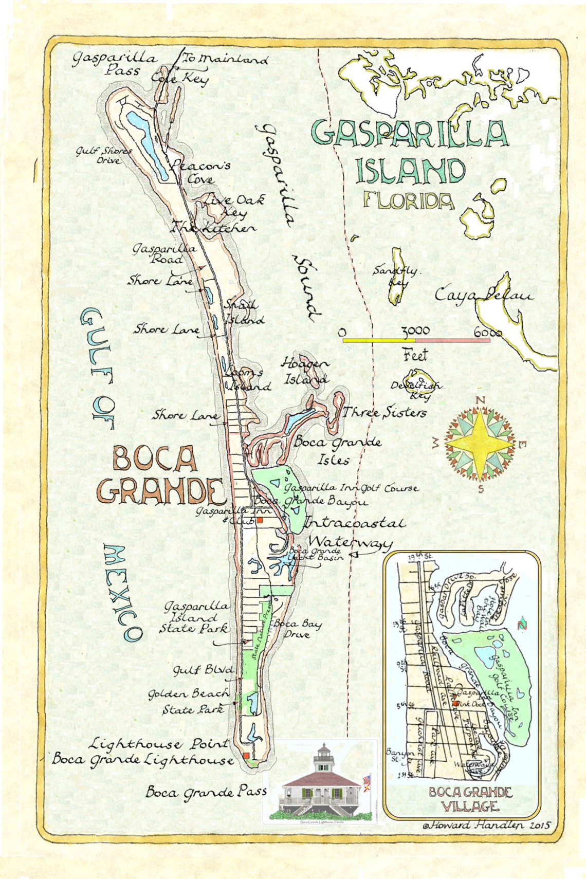Boca Grande Florida Map on Etsy