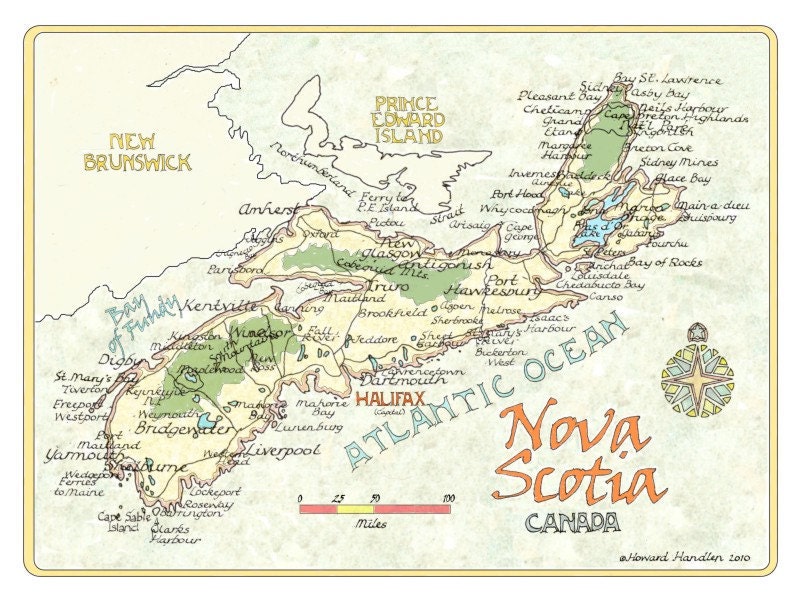Brookfield Nova Scotia Map Nova Scotia Map | Etsy