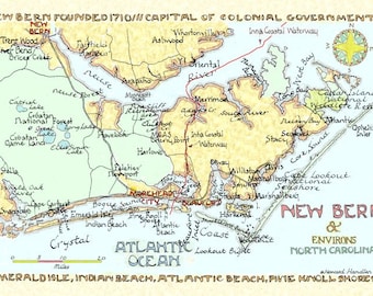 Carolinas, North Carolina Coast, NC  Map