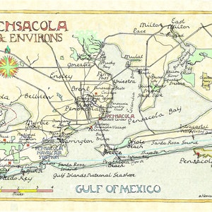 Pensacola Gulf of Mexico, FL Map