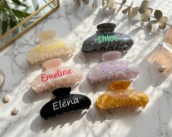 Custom Name Acrylic Hair Claw Clip, Double-Sided Bridal Party Gift