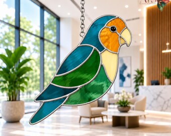 Glas-in-loodpatroon met tortelduifjes | Sjabloon voor raamdecoratie met tortelduifjes in SVG-formaat | Romantische raamdecoratie met vogels in PDF- en PNG-formaat