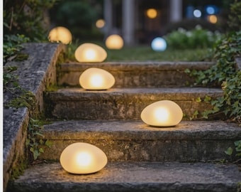 Solar Garden Stone Pebble Lights Waterbestendige warme gloedlampen voor buiten