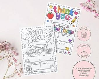 Teacher Thank You Colouring Page | Appreciation Gift (Digital Download)