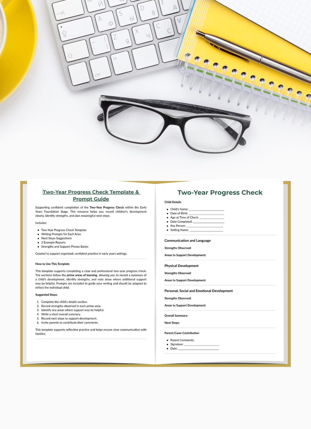 Two-year Progress Check Template | EYFS Childminder With Prompts and ...