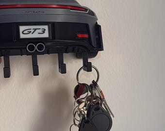 Porte-clés arrière Porsche GT3 RS – Porte-clés voiture de sport | Accessoire voiture de course | Cadeau pour passionné d'automobile